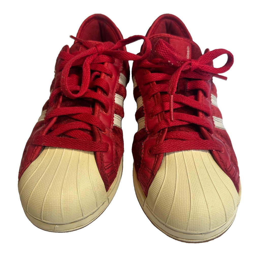 Vintage Adidas Superstar G10043 Red/Burgundy Velvet Suede Cream Shell Toe Size 8
